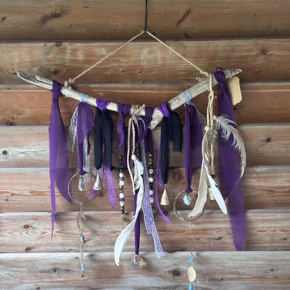Bohemian Dreamcatcher with Purple and Black Accents
